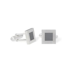NEW MISSION ATELIER men's earth square cufflinks in gray enamel